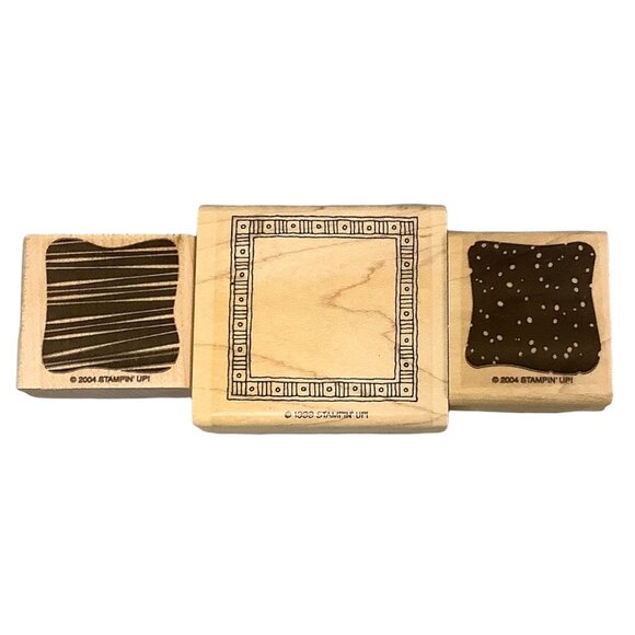 Stampin Up! Rubber Wooden Stamps Little Layers Abstract Patterns Picture Frame B - Picture 2 of 6